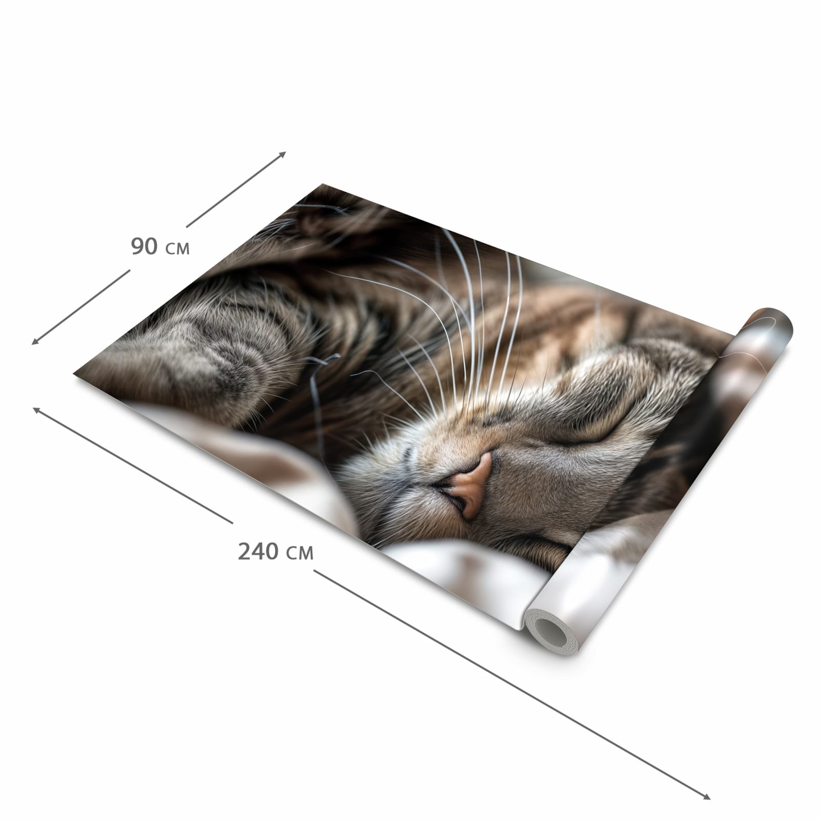 Langlebiger Küchenläufer mit Motiv Katze von Schlafende in der Grösse 90x240 cm