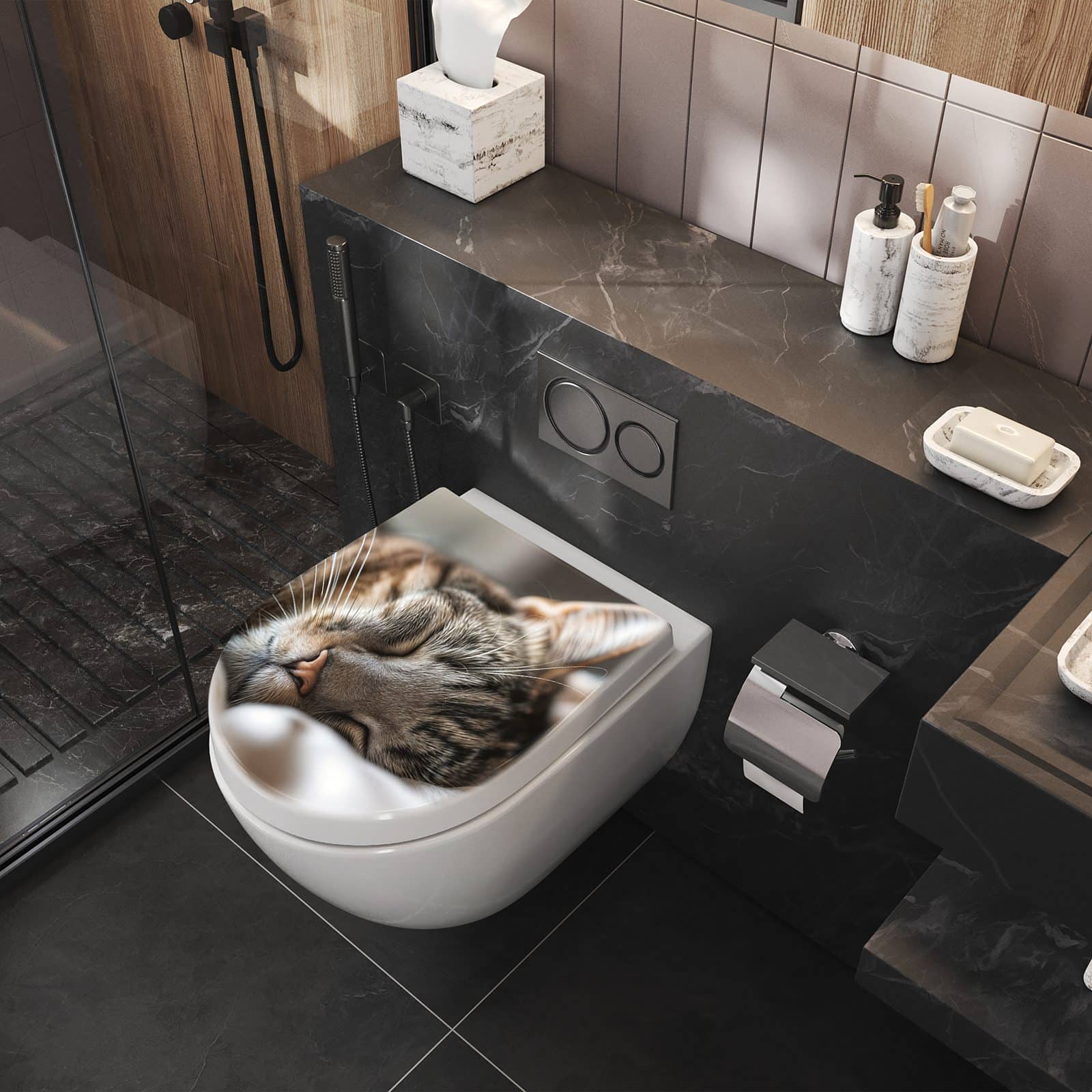 WC-Sitz mit Absenkautomatik Katze von Schlafende