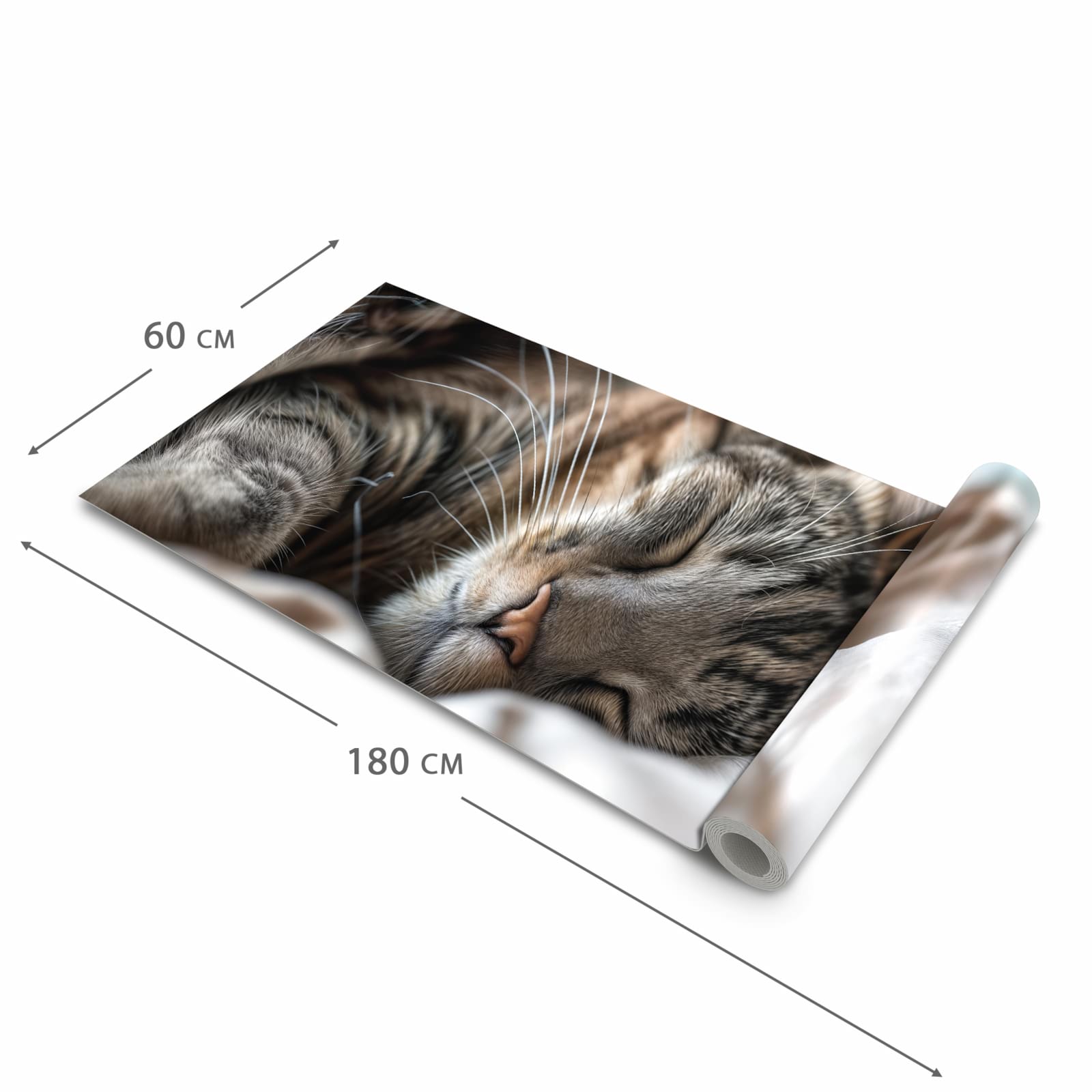 Langlebiger dünner Küchenteppich mit Motiv Katze von Schlafende in der Grösse 90x240 cm