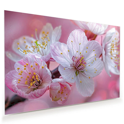 Wandbild mit dem Motiv Rosa Blüten am Zweig