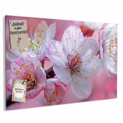 Metall Magnettafel mit dem Motiv Rosa Blüten am Zweig