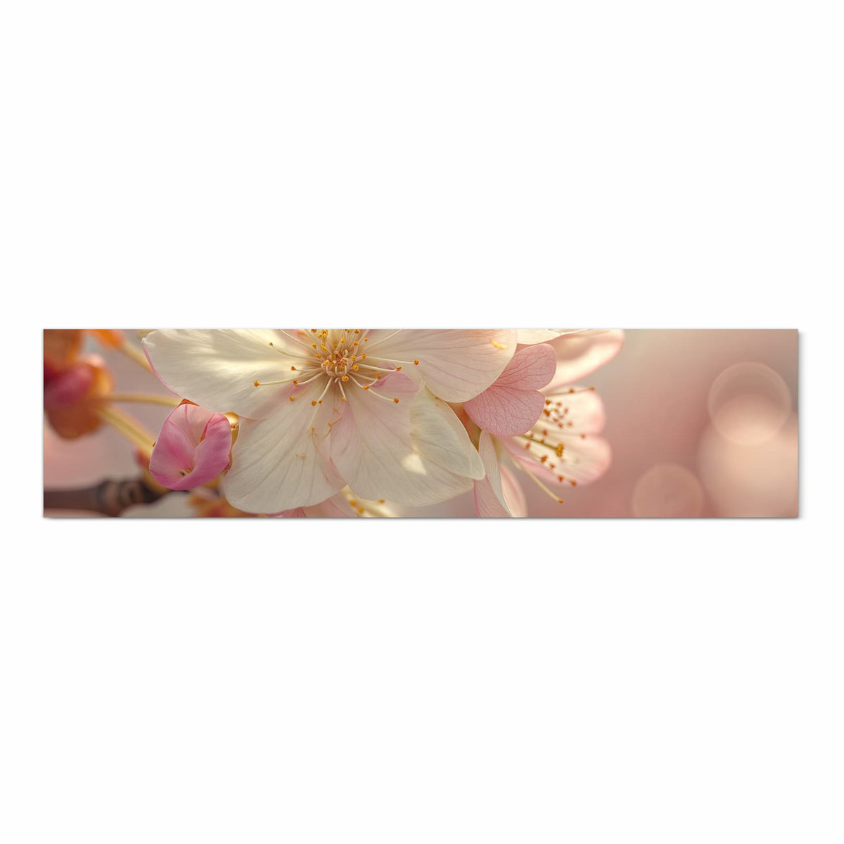 Küchenläufer Rosa Frühlingsblüten 60 × 240 cm, Motiv bildfüllend von oben