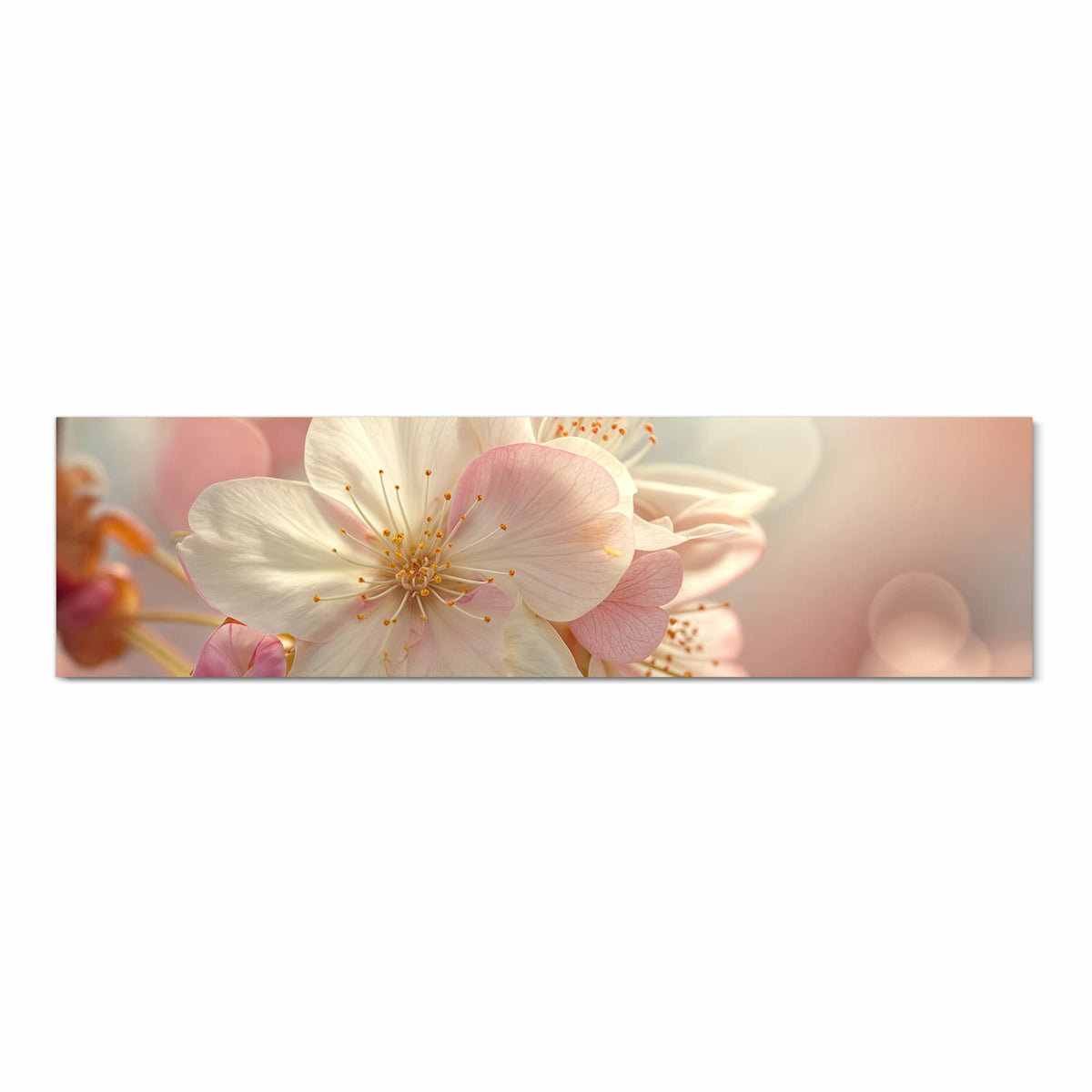 Küchenläufer Rosa Frühlingsblüten 80 × 300 cm, Motiv bildfüllend von oben