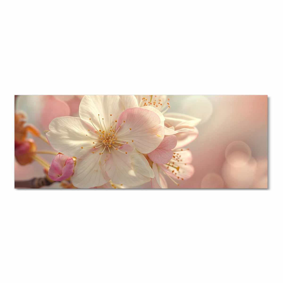 Küchenläufer Rosa Frühlingsblüten 90 × 240 cm, Motiv bildfüllend von oben