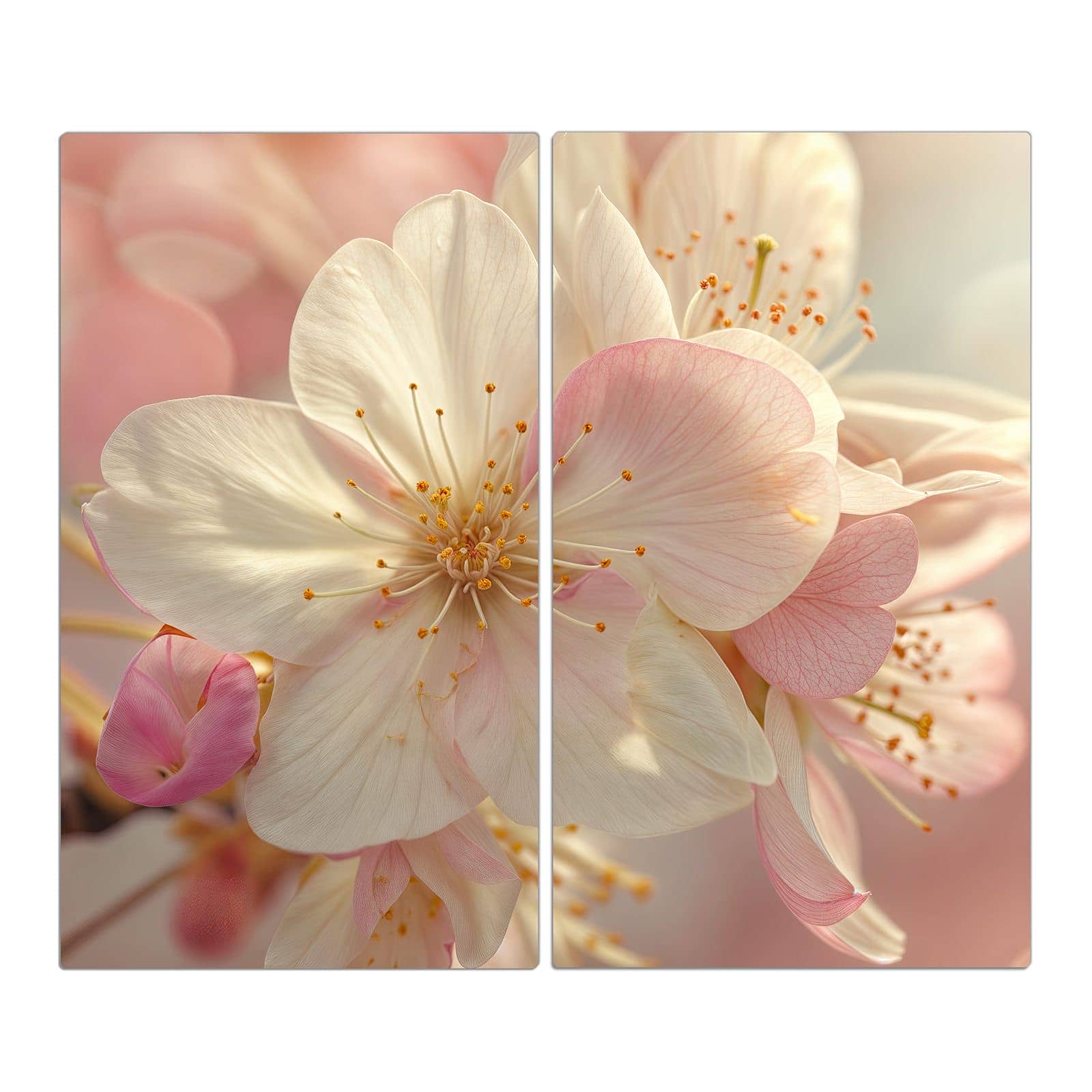 2-teilige Abdeckplatte für Ceranfeld mit Blühende Frühlingsblüten-Motiv in der Frontansicht #grösse_2-Teilig (60x52cm)