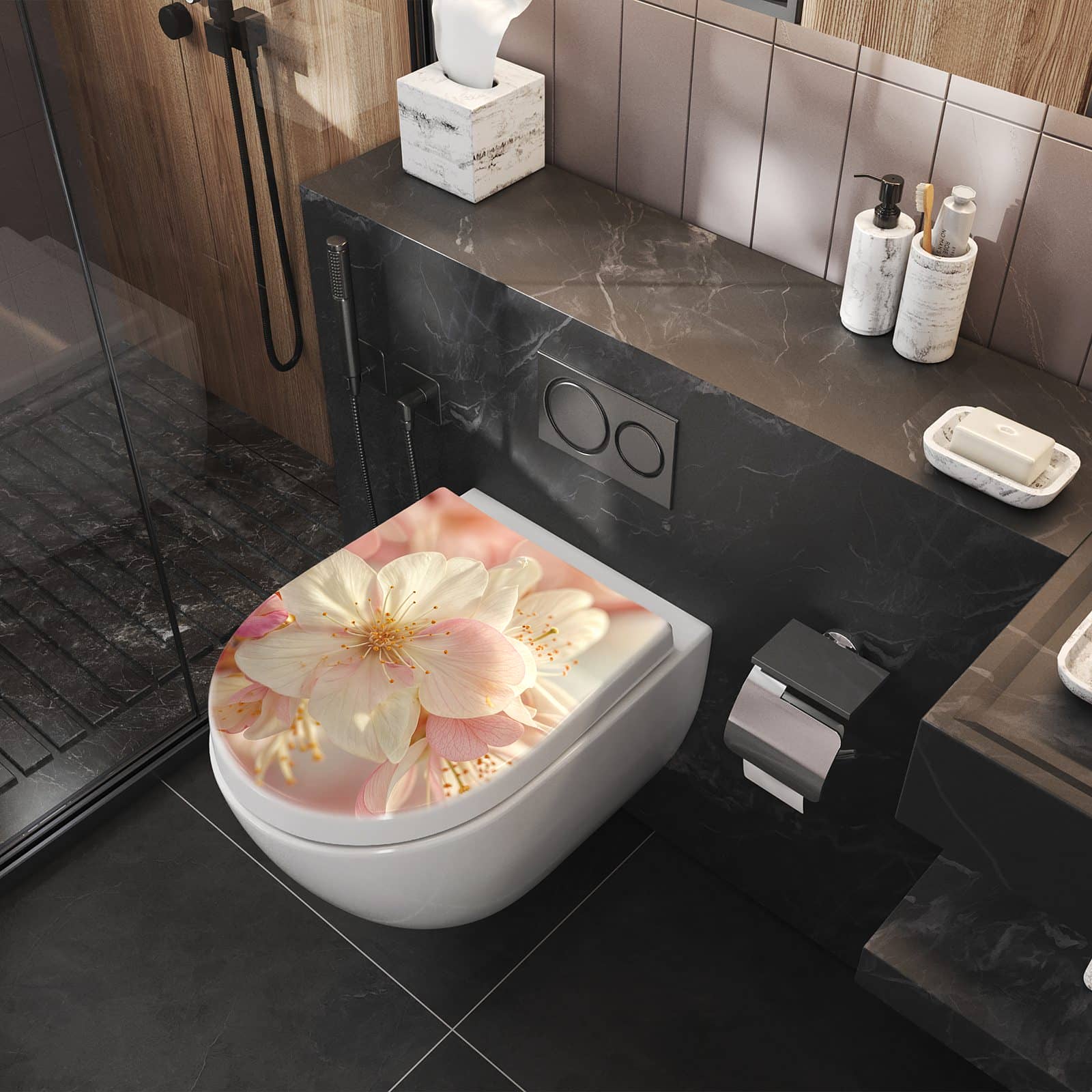 WC-Sitz mit Absenkautomatik Blüten von Blühende