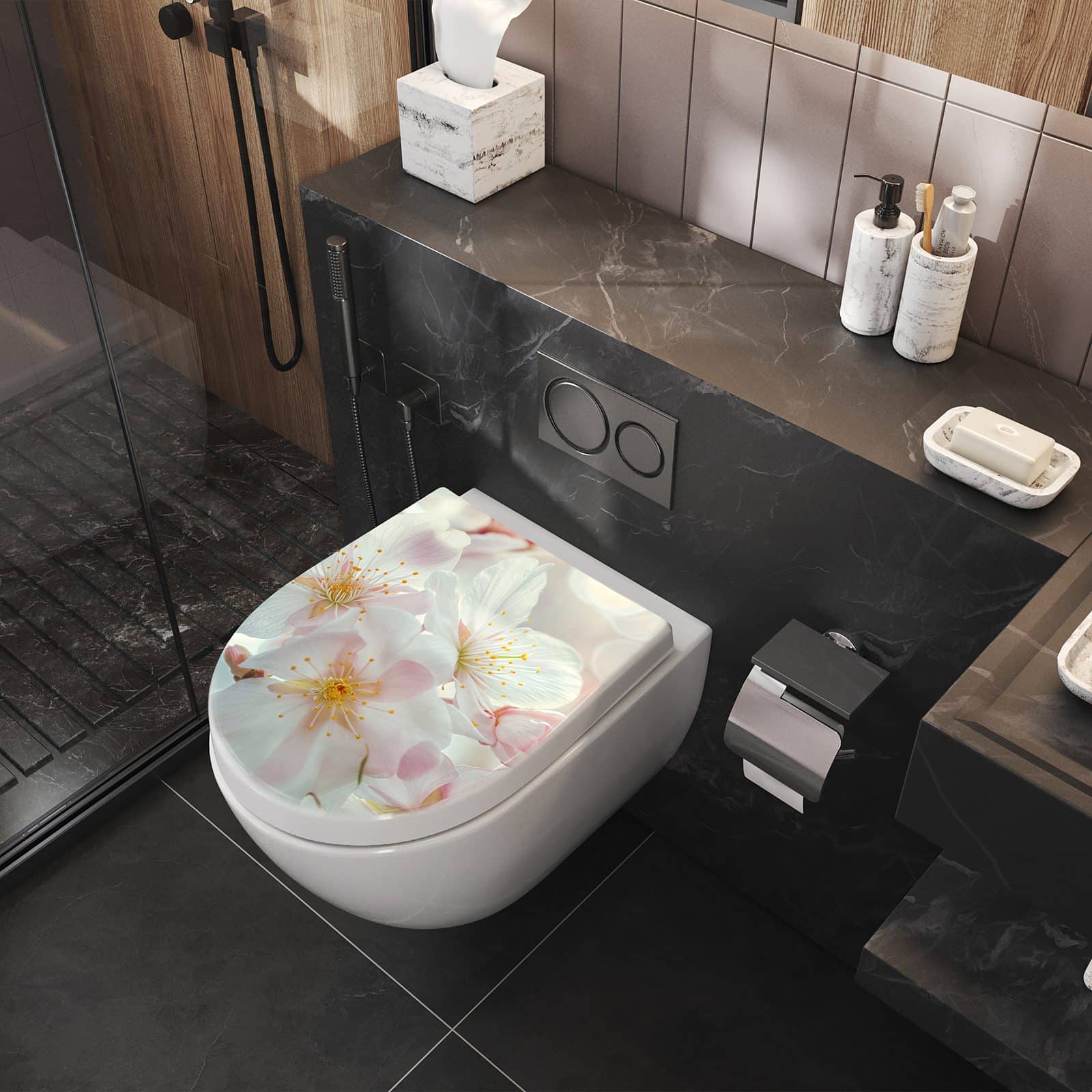 WC-Sitz mit Absenkautomatik Kirschblüten Zauber