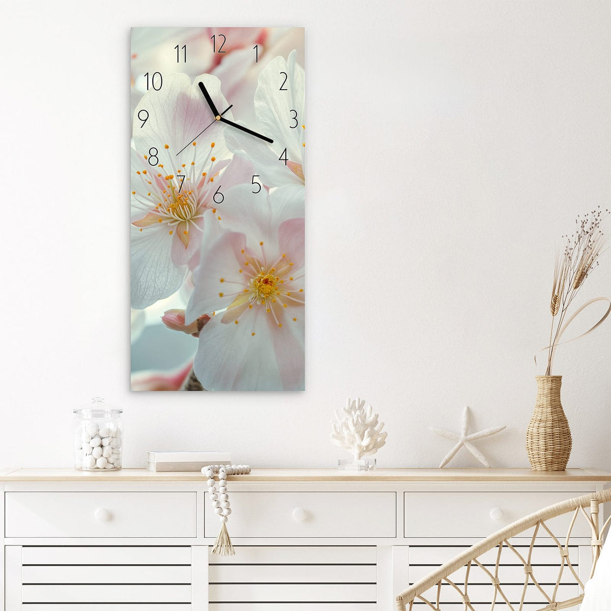 Wanduhr Kirschblüten Zauber aus Glas – Kirschblüten in voller Blüte