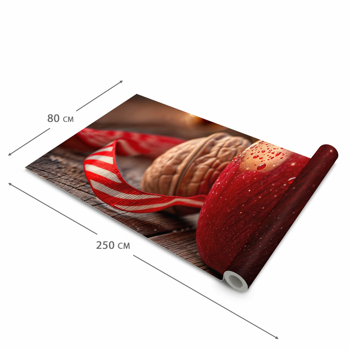Langlebiger Küchenteppich mit Motiv Apfel und Nüsse in der Grösse 80x300 cm
