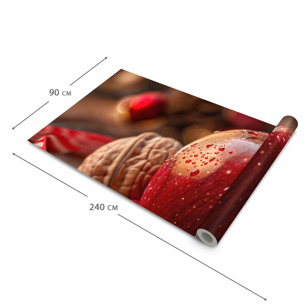 Küchenteppich mit Motiv Apfel und Nüsse in der Grösse 80x300 cm für Ordnung & Übersicht