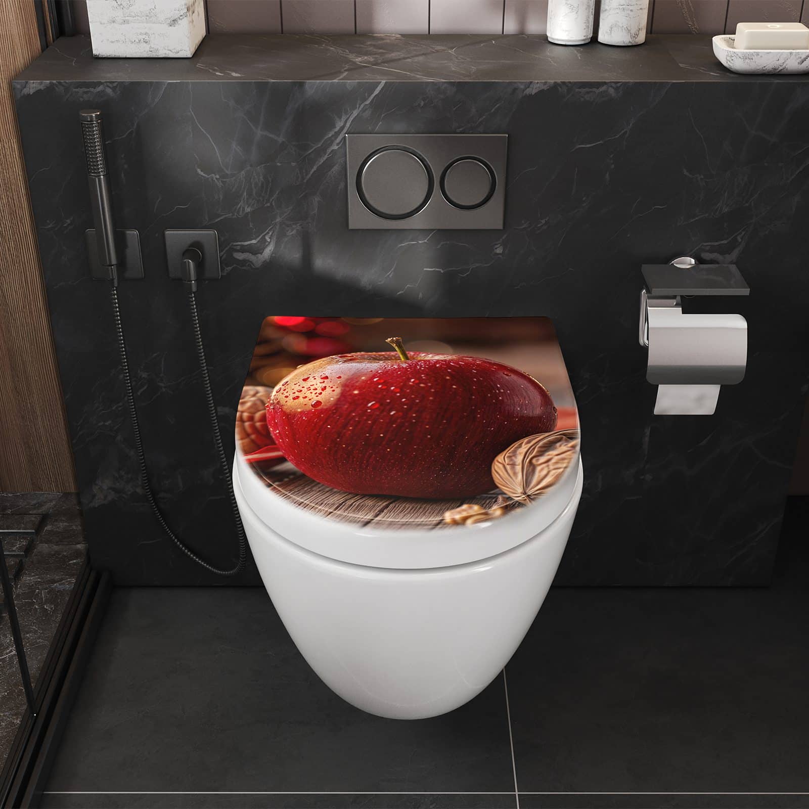 WC-Sitz mit Absenkautomatik Apfel und Nüsse