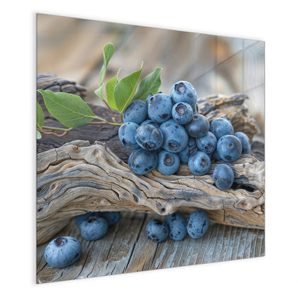 Magnettafel mit dem Motiv Treibholz und Blaubeeren