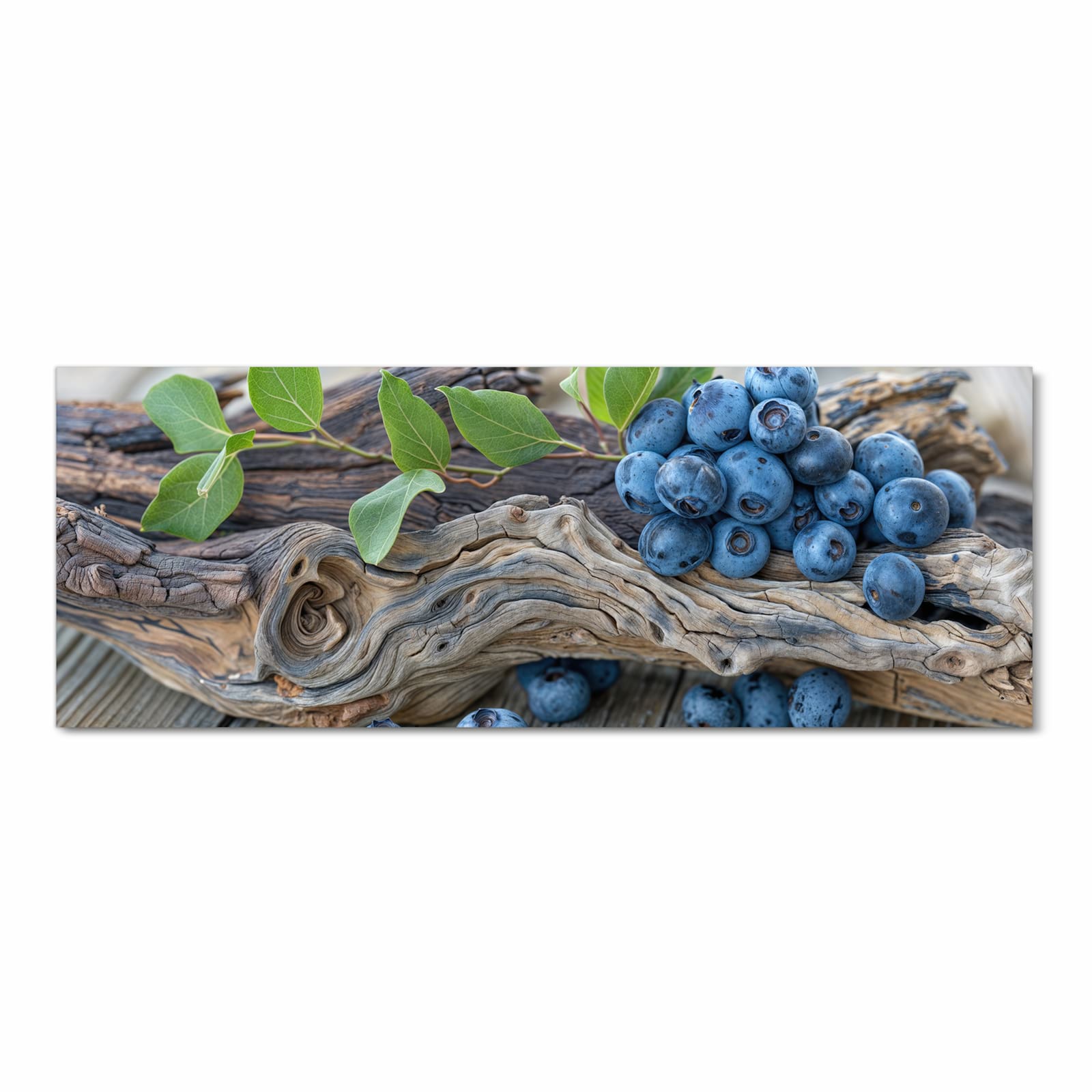 Waschbarer Küchenläufer mit Motiv auf und Blaubeeren in Frontansicht für angenehme Haptik