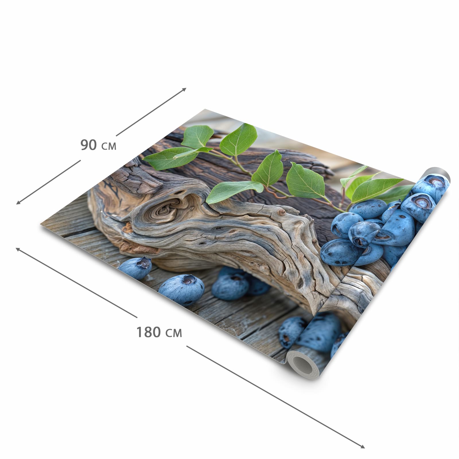 Langlebiger Läufer Eingangsbereich mit Motiv auf und Blaubeeren in der Größe 80x300 cm