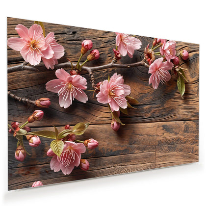 Wandbild mit dem Motiv Zweige auf Dunkelholz