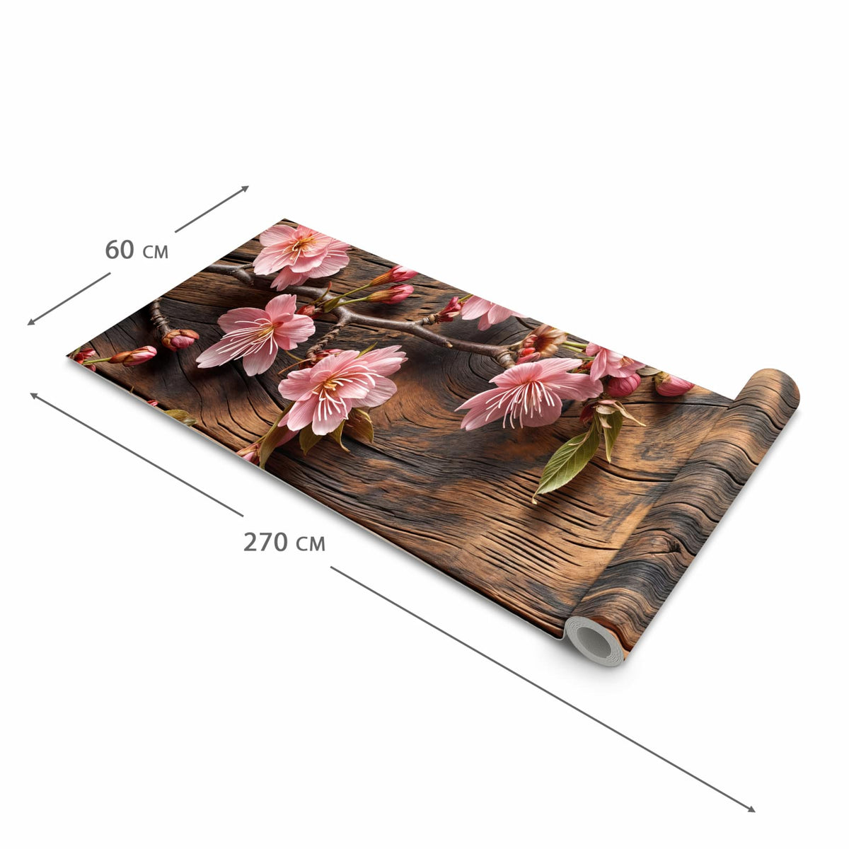 Strapazierfähiger Küchenläufer mit Motiv Holzblüten in der Grösse 80x280 cm