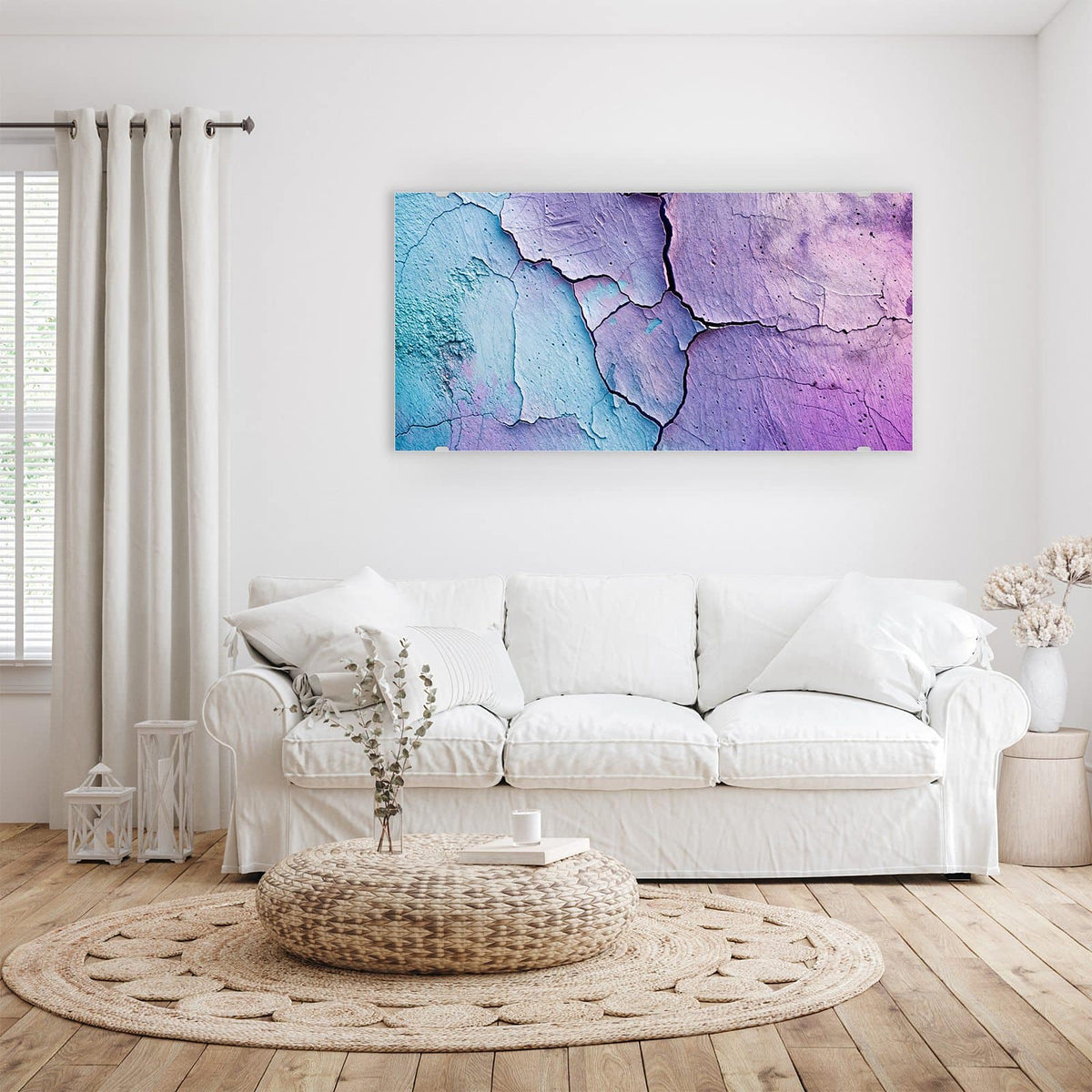 Wandbild - Risse in Violett - Querformat – Rissige Struktur in Violett