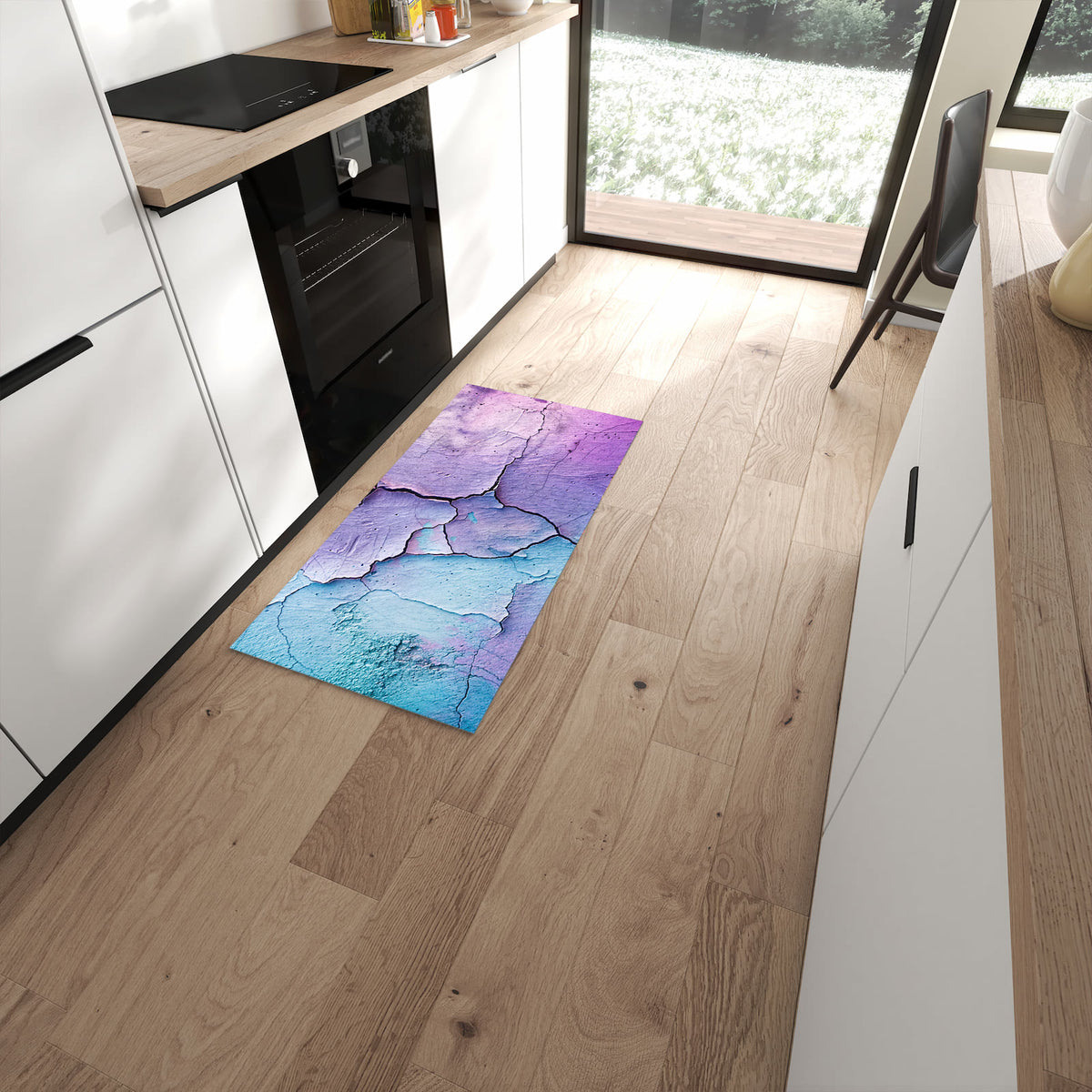 Farbbeständiger Küchenläufer mit Motiv Oberfläche des Rissige in moderner Küche #grösse_60 x 120 cm