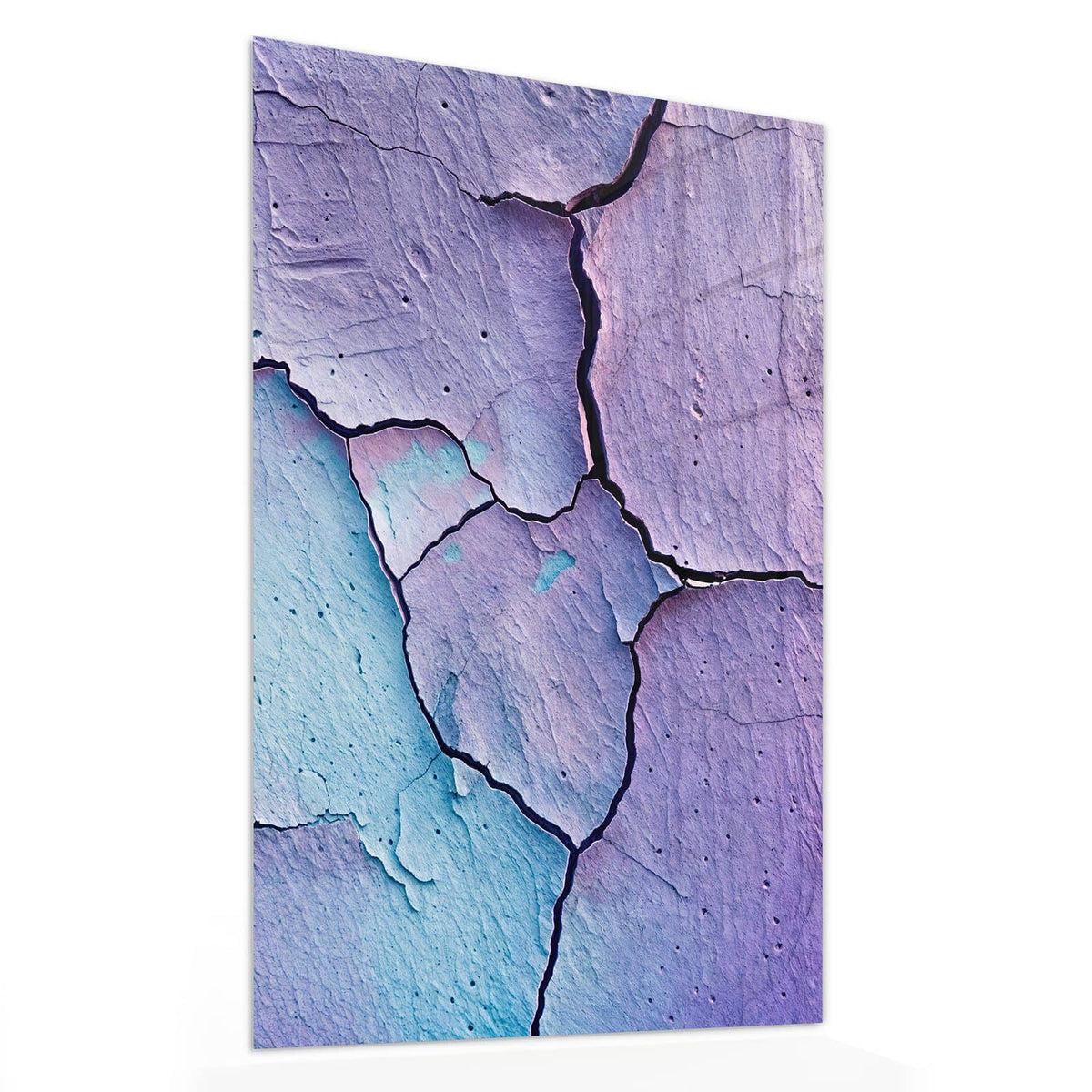 Glasbild Risse in Violett von der Seite, 4 mm Echtglas