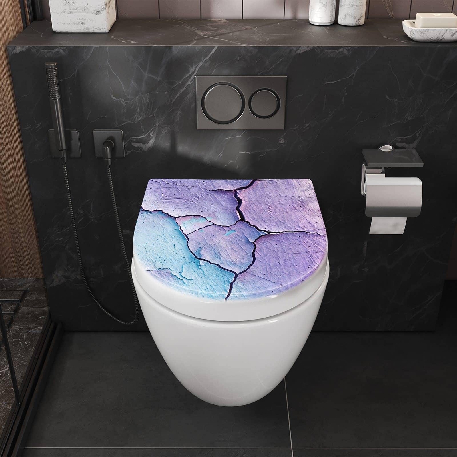 WC-Sitz mit Absenkautomatik Oberfläche des Rissige