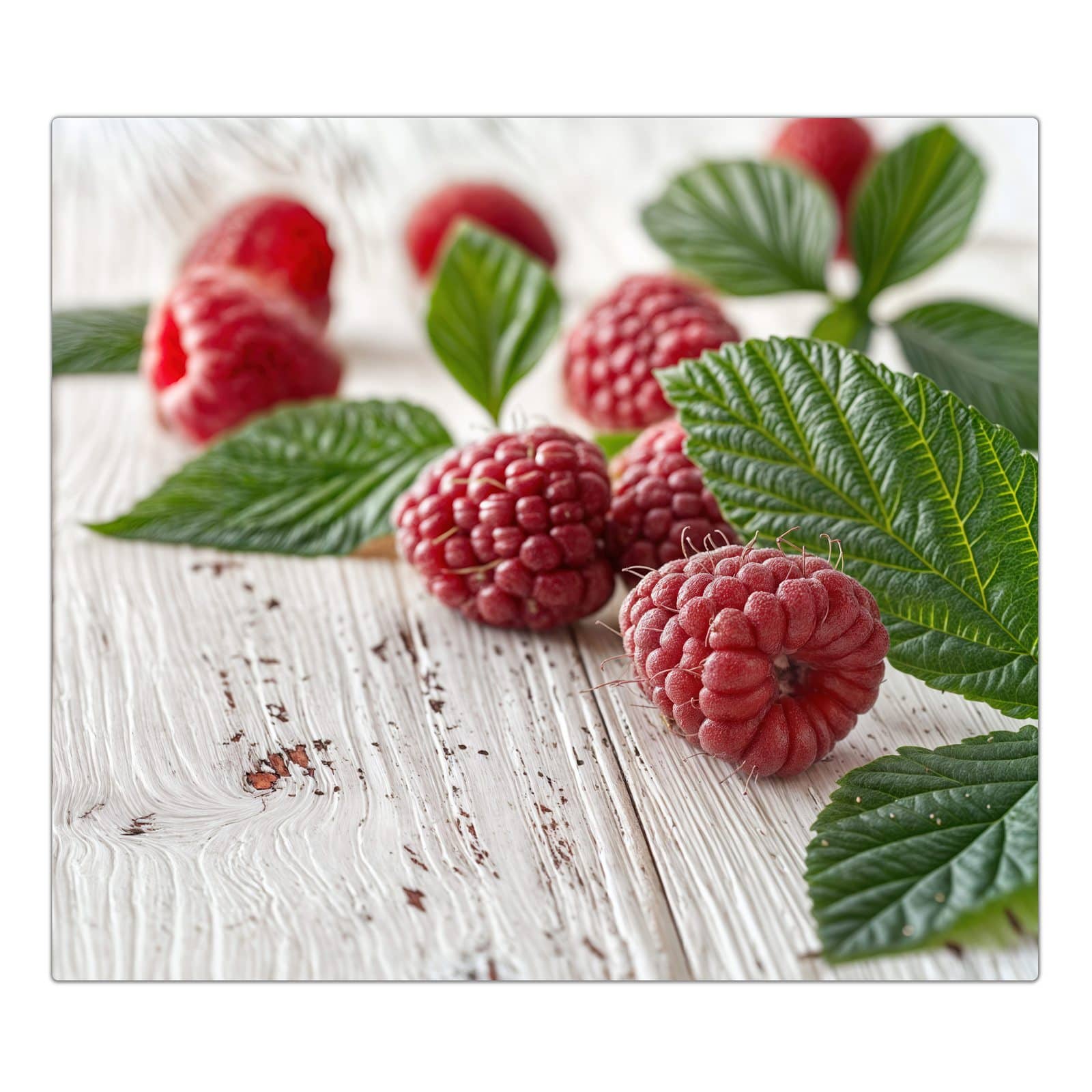 1-teilige Kochfeldabdeckung mit Himbeeren Holztisch-Motiv in der Frontansicht #grösse_1-Teilig (60x52cm)