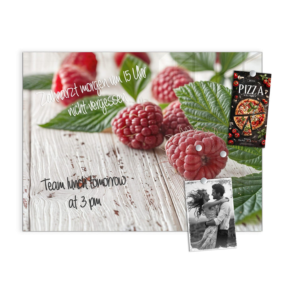 Maße Magnettafel - Himbeeren auf Weiß