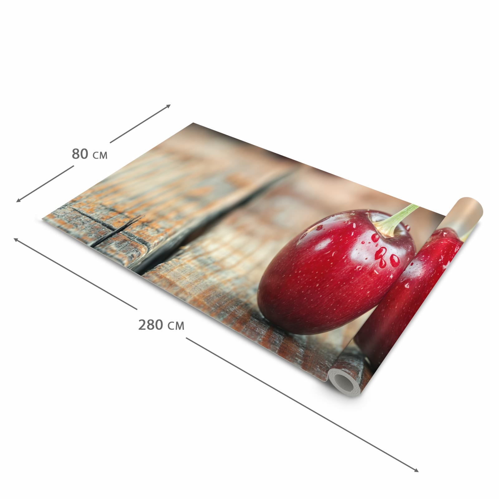 Zeitsparender waschbarer Küchenteppich mit Motiv Kirschen des Frische in der Grösse 80x200 cm