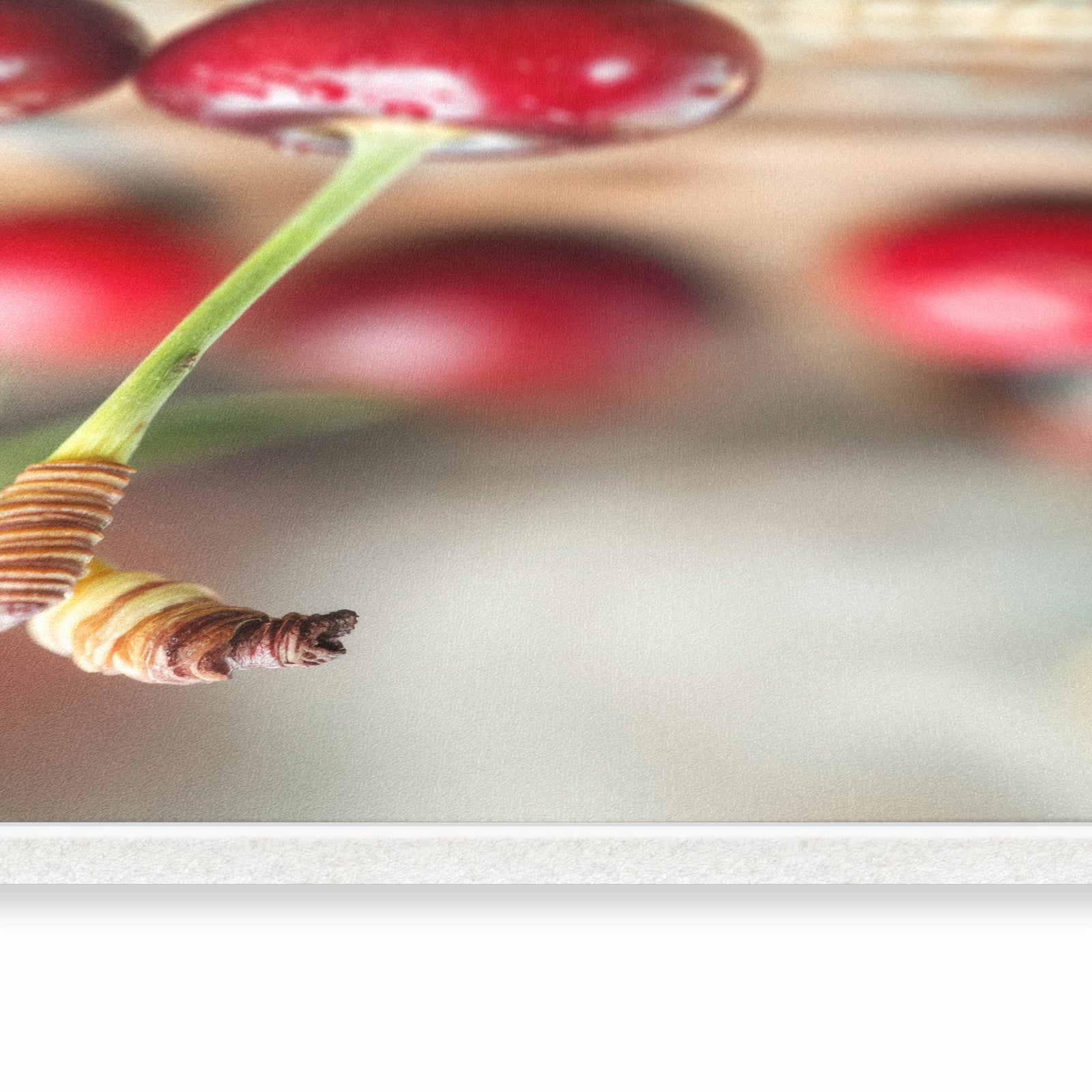 Küchenteppich mit angenehmer Haptik und Motiv Kirschen des Frische in seitlicher Ansicht