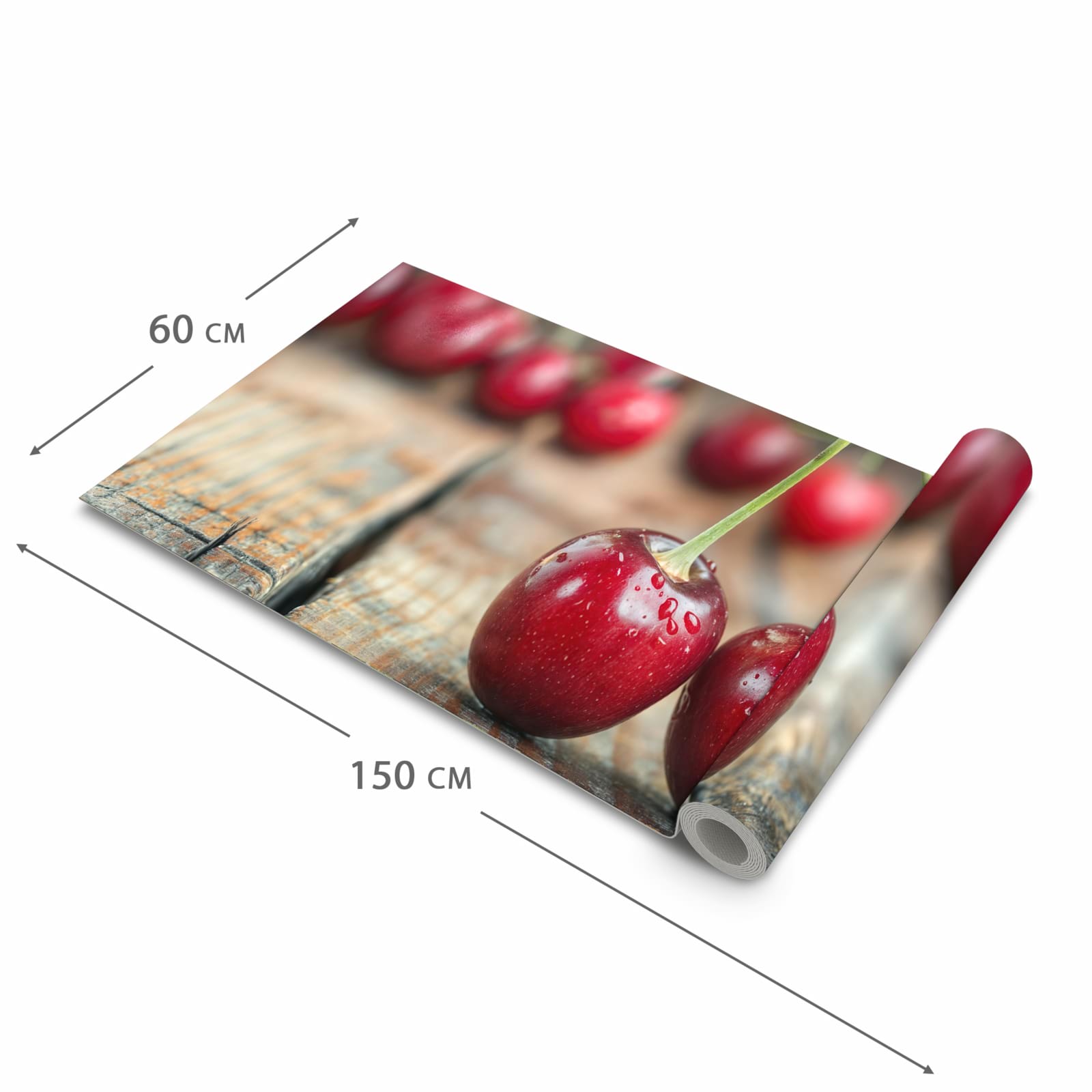 Rutschfester Küchenteppich mit Motiv Kirschen des Frische in der Grösse 60x90 cm