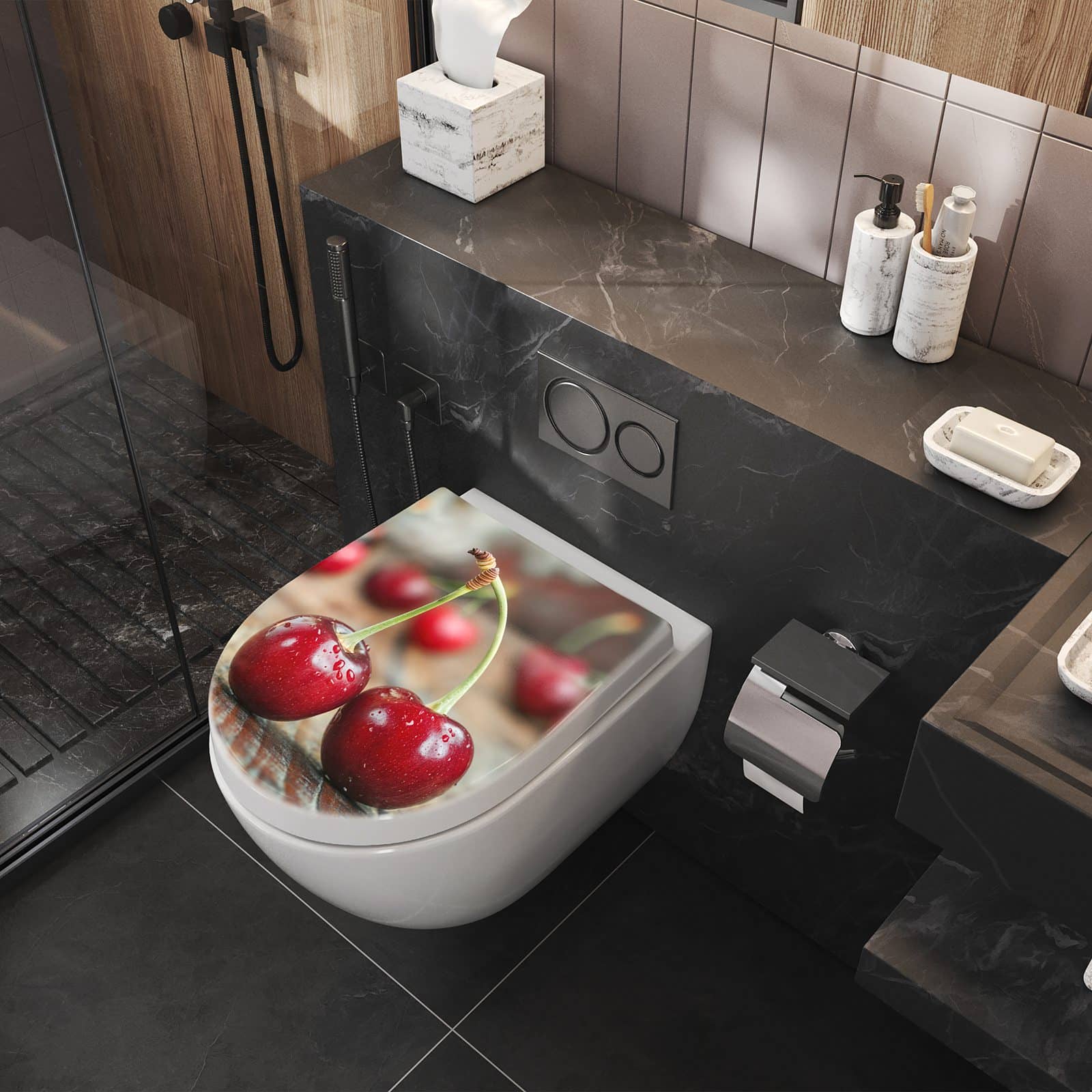 WC-Sitz mit Absenkautomatik Kirschen des Frische