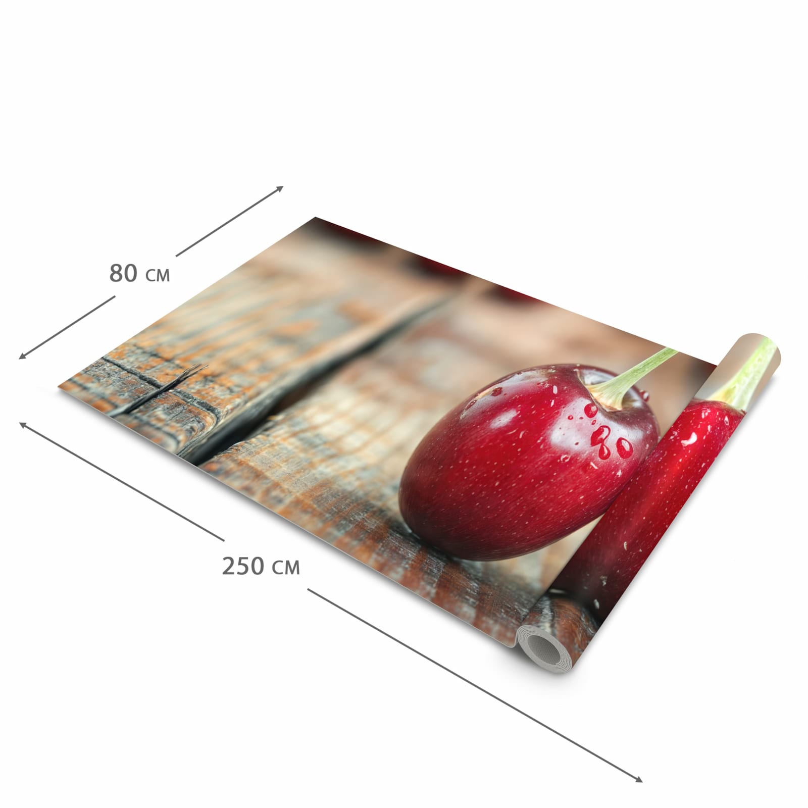 Küchenteppich mit Motiv Kirschen des Frische in der Grösse 80x200 cm zum sicheren Aufbewahren