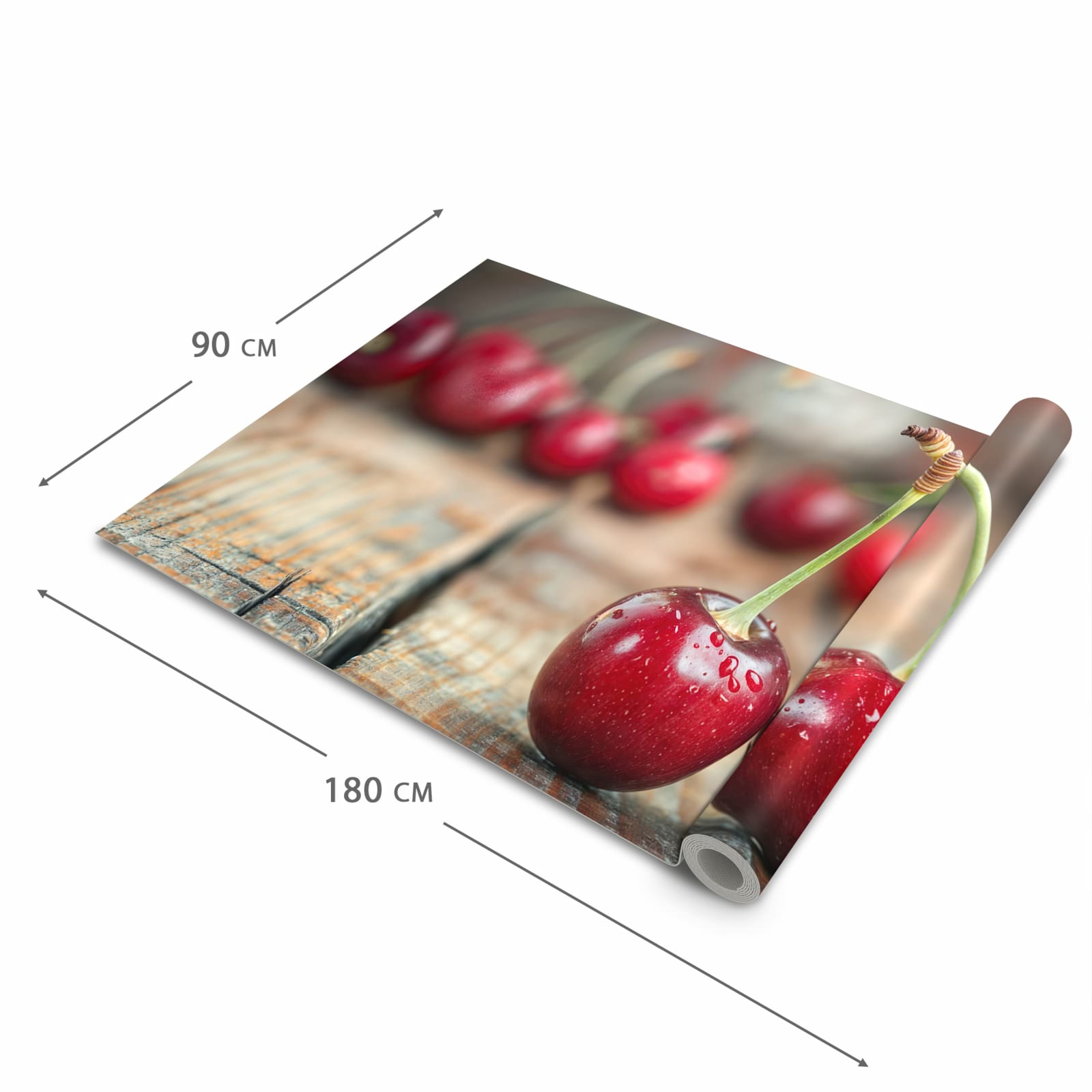Abriebfester großer Küchenteppich mit Motiv Kirschen des Frische in der Größe 80x200 cm
