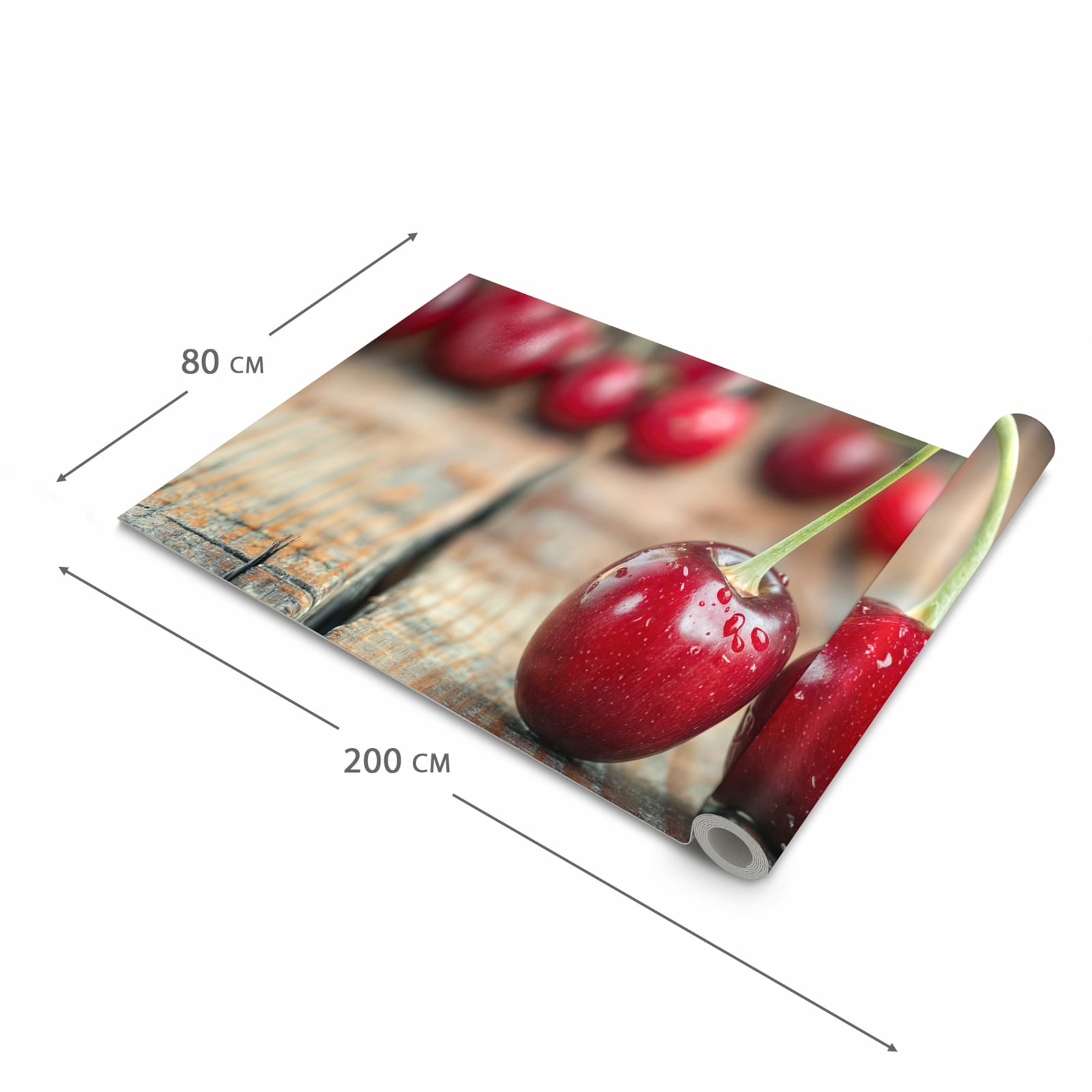 Formstabiler rutschfester Küchenteppich mit Motiv Kirschen des Frische in der Grösse 80x200 cm