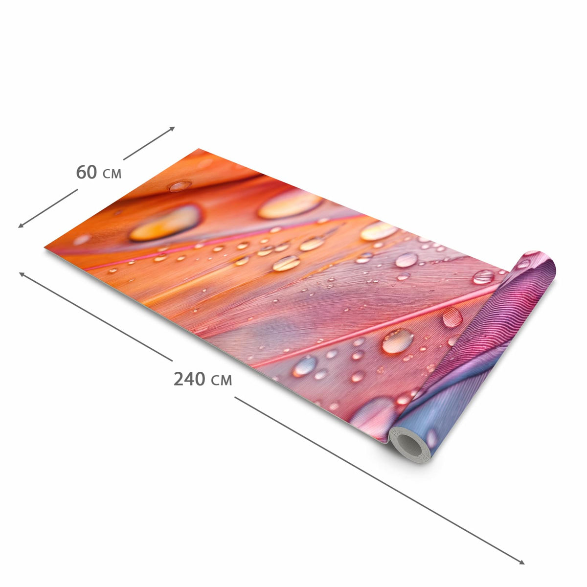 Langlebiger Teppichläufer für die Küche mit Motiv Wassertropfen auf Federn in der Grösse 60x90 cm