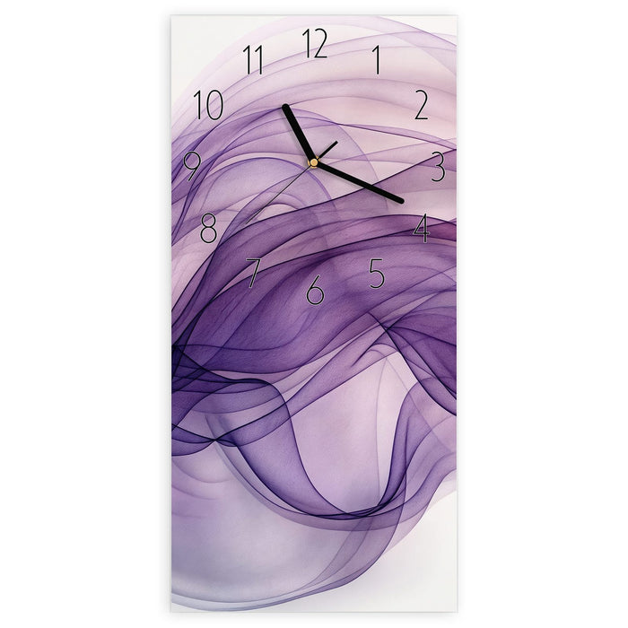 Wanduhr Schwungvolle Linien aus Glas – Hochformat 30 × 60 cm mit Ziffernblatt Elegant