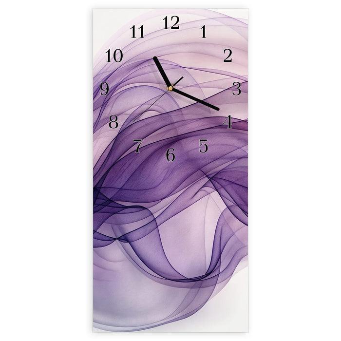 Wanduhr Schwungvolle Linien aus Glas – Hochformat 30 × 60 cm mit Ziffernblatt Klassisch