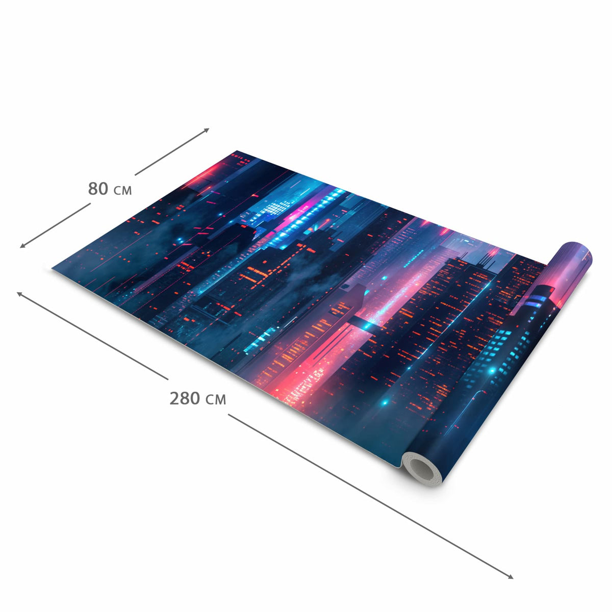 Pflegeleichter Läufer Eingangsbereich mit Motiv Zukunftsstadt in der Größe 80x250 cm