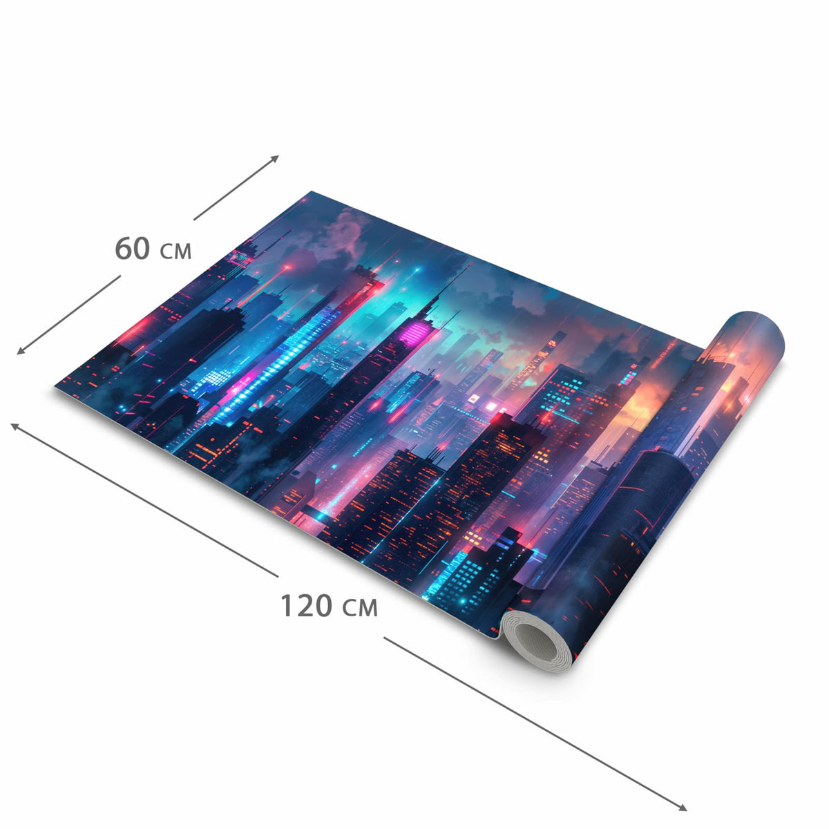 Abriebfester Küchenläufer mit Motiv Zukunftsstadt in der Grösse 80x250 cm