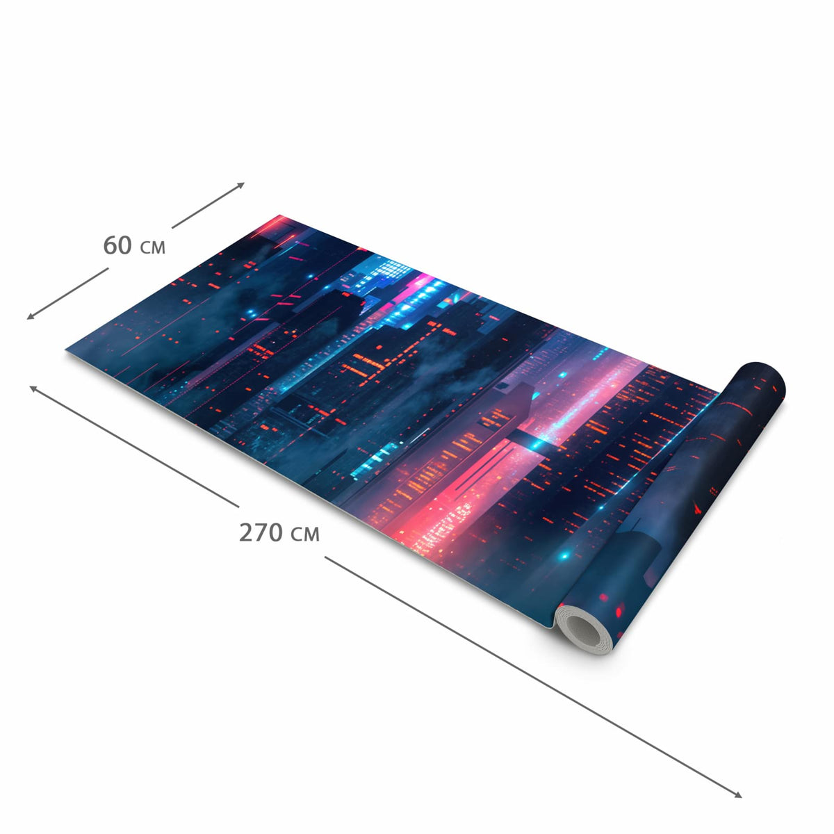 Fleckenresistenter Küchenläufer mit Motiv Zukunftsstadt in der Grösse 80x250 cm