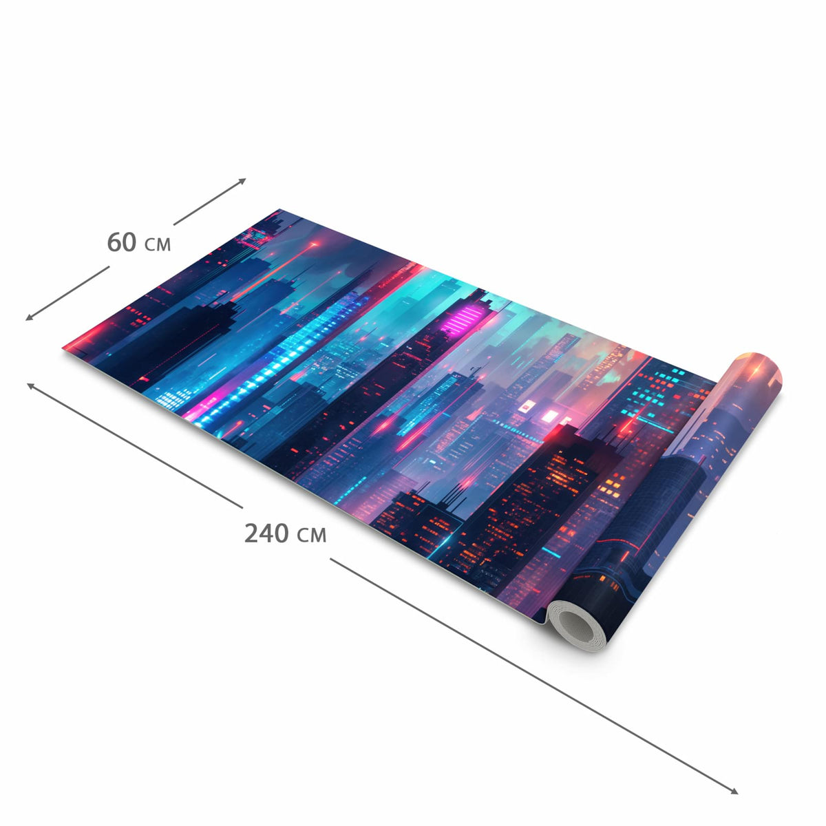 Wasserabweisender Küchenläufer mit Motiv Zukunftsstadt in der Grösse 80x250 cm