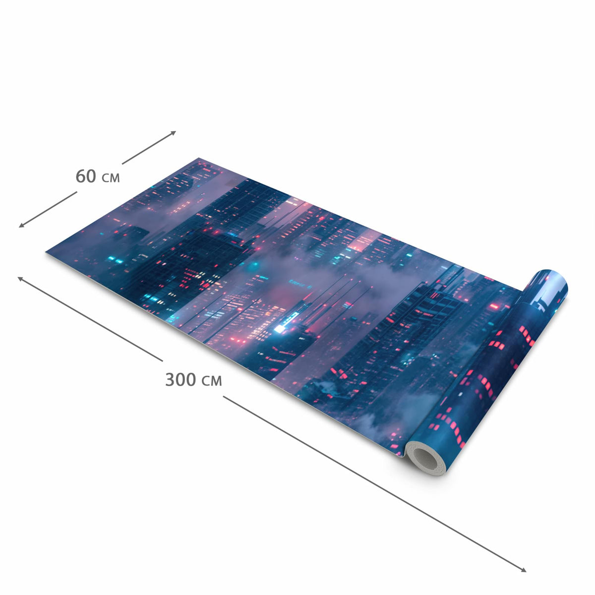 Rutschfester waschbarer Küchenläufer mit Motiv Futuristische Stadt in der Größe 60x300 cm