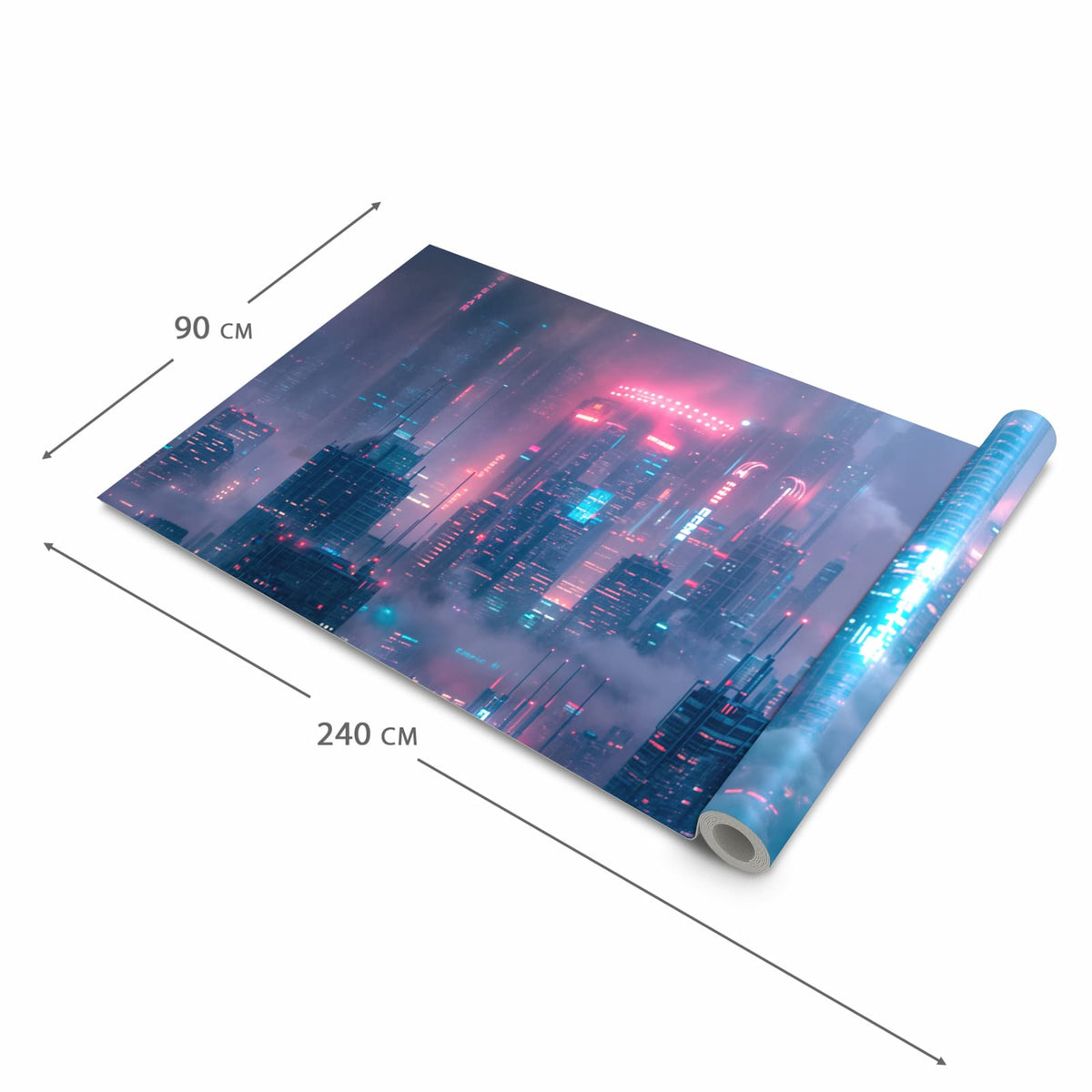 Rutschfester Küchenteppich mit Motiv Futuristische Stadt in der Grösse 60x90 cm