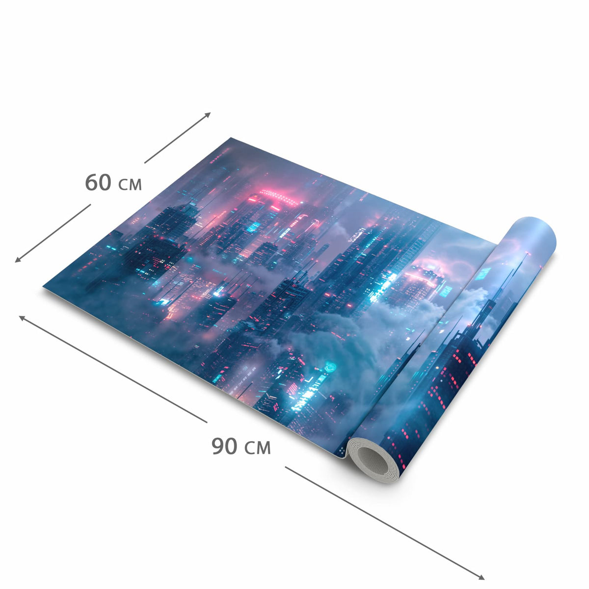 Rutschfester Küchenläufer mit Motiv Futuristische Stadt in der Grösse 60x300 cm - einfach zu reinigen