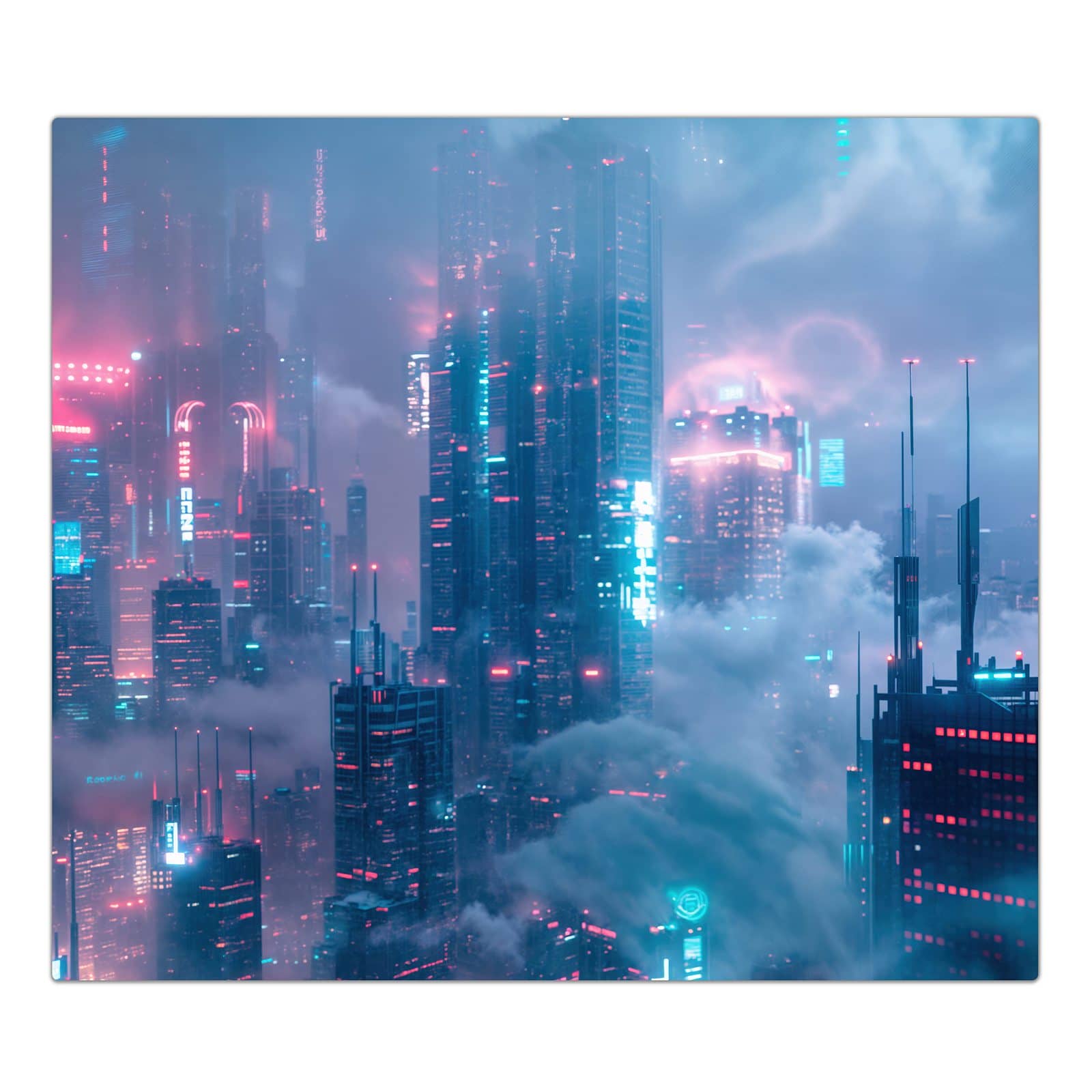 1-teilige Glasabdeckplatte für Ceranfeld mit Futuristische Stadt-Motiv in der Frontansicht #grösse_1-Teilig (60x52cm)