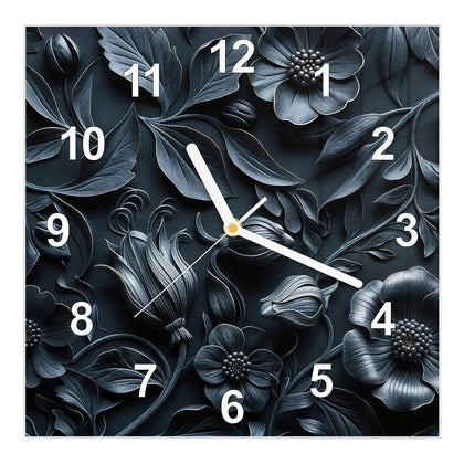 Wanduhr Quadratisch mit dem Motiv Relief in Anthrazitblau