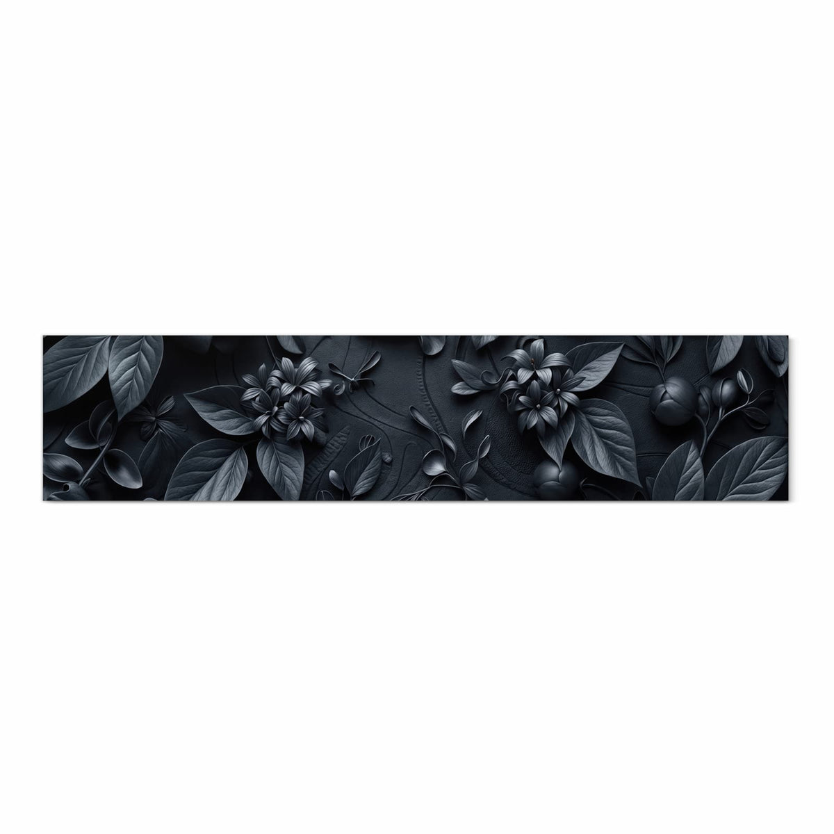 Geruchsneutraler Küchenteppich mit Motiv Blumenmuster Dunkel in Frontansicht