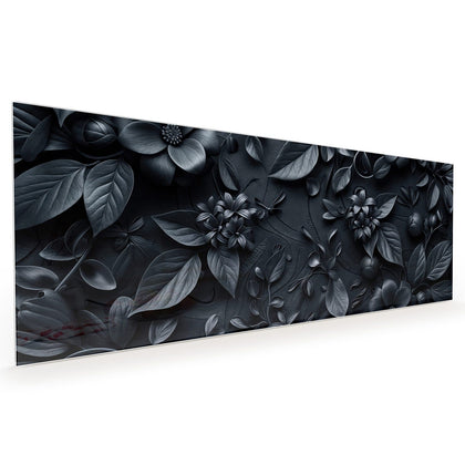 Küchenrückwand mit dem Motiv Blütenrelief in Schwarz