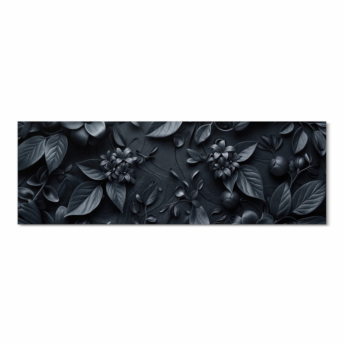 Fleckenresistenter Küchenläufer mit Motiv Blumenmuster Dunkel in Frontansicht
