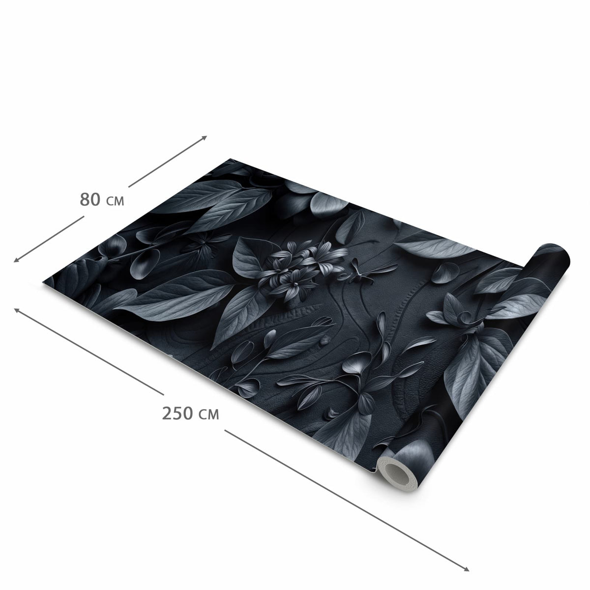Waschbarer rutschfester Küchenteppich mit Motiv Blumenmuster Dunkel in der Grösse 60x300 cm