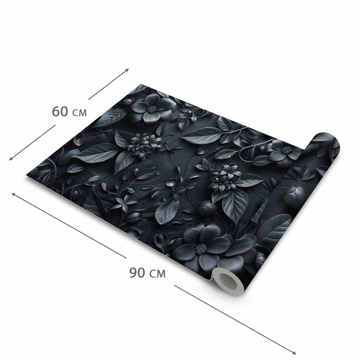 Hygienischer rutschfester Läufer mit Motiv Blumenmuster Dunkel in der Grösse 60x270 cm